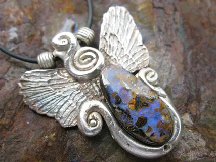 艺术，珠宝，银，JanaVeselá，艺术粘土银，蛋白石