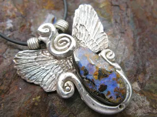 艺术，珠宝，银，JanaVeselá，艺术粘土银，蛋白石