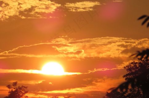 太阳，日落，Abendstimmung，浪漫，自然，夏天