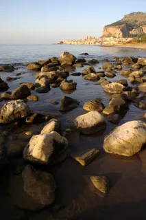 意大利,西西里岛,切法卢,沧海,水机,海滩,银行,岩山 意大利,西西里岛,切法卢,沧海,水机,海滩,银行,岩山