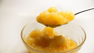 苹果酱，矮胖，苹果酱，碗，食品，水果