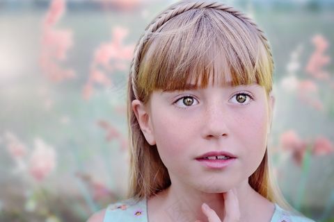 人，人的，女孩，女性，金发，脸，意见，漂亮