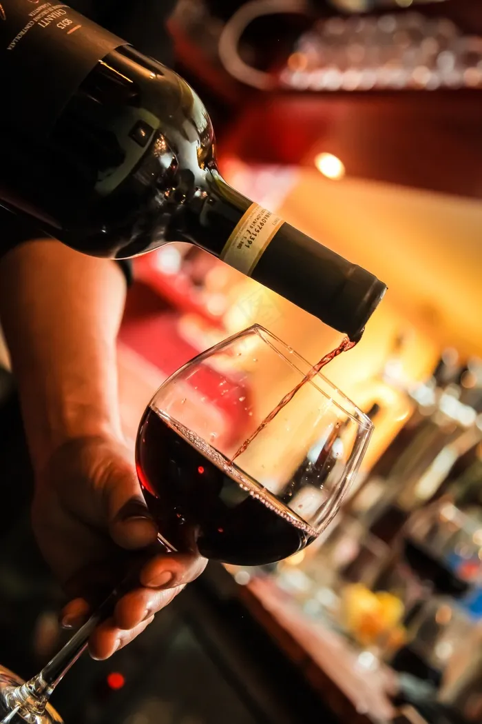 葡萄酒，玻璃，瓶，餐厅，意大利人，柏林