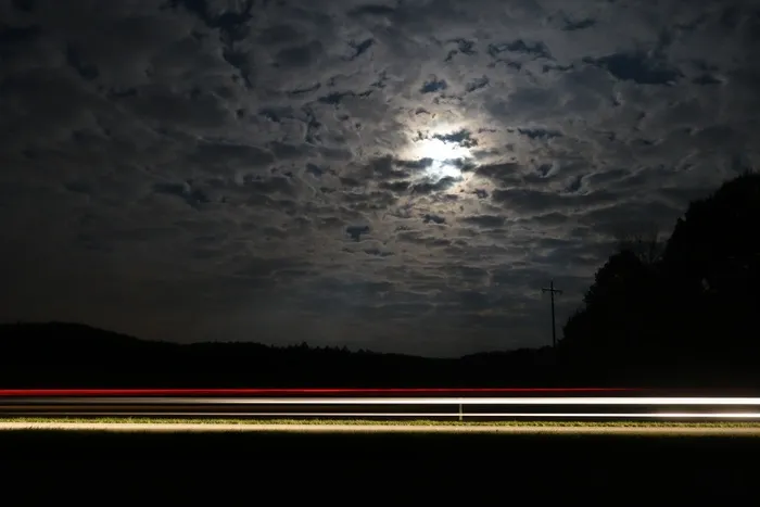 道路，长时间曝光，灯，红色，交通，夜
