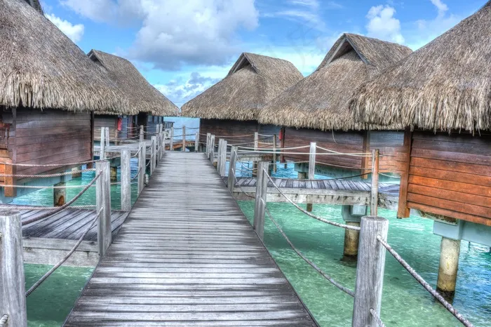 波拉波拉岛，水上平房，热带，假期