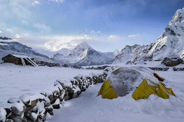 徒步旅行者，营，帐篷，北极，山，场面，阿尔卑斯山