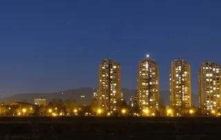 夜晚，城市，灯光，全景，蓝色