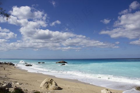 海，蓝色，水，性质，天空，夏天，海滩，太阳