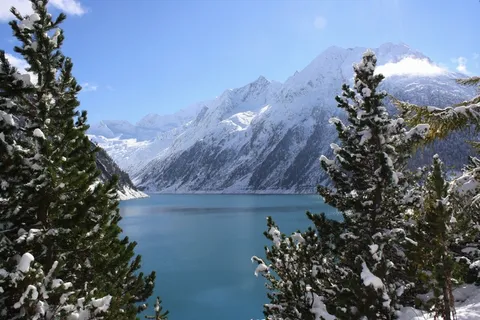 水库,Schlegeis,齐勒河谷,山脉,高山 水库,Schlegeis,齐勒河谷,山脉,高山