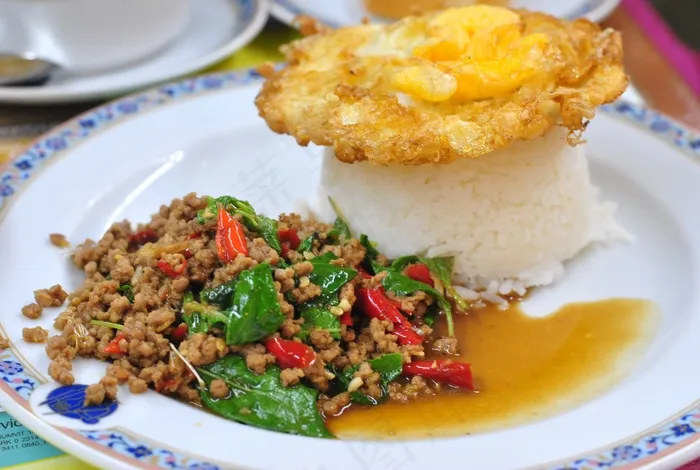 猪肉炒饭，泰国食品，菜