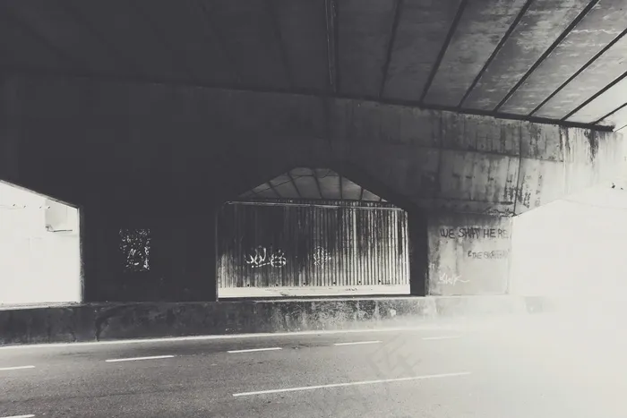 天桥，道路，路面，涂鸦，混凝土