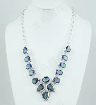 神秘黄玉，石，项链，项链，银，纯银