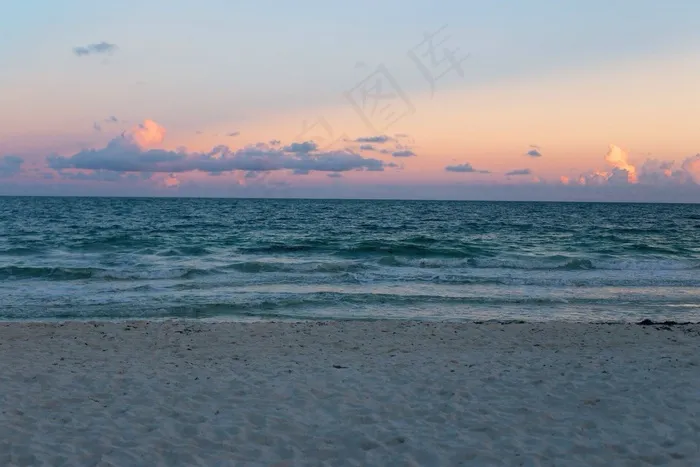 日落，天空，海滩，沙，海岸，海洋，大海，水