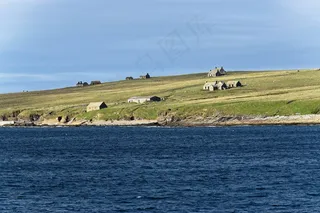 海景，景观，海岸线，海，房屋，废墟