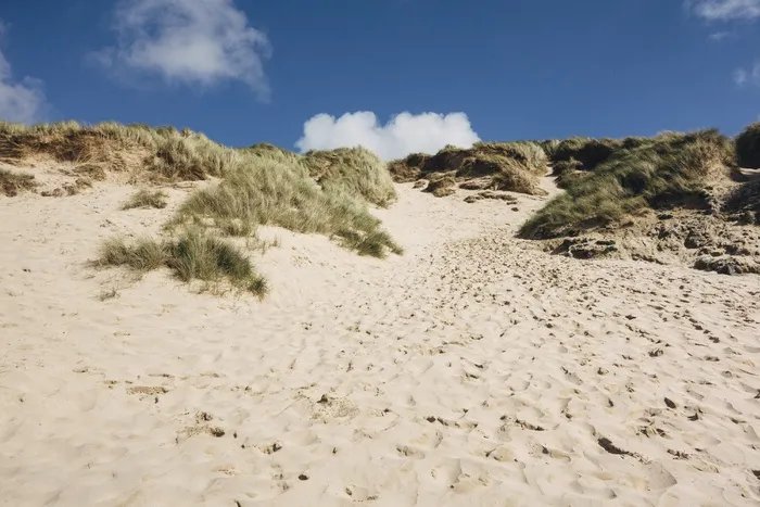 瀑布,天空,树,自然风景,风景,康沃尔的沙丘