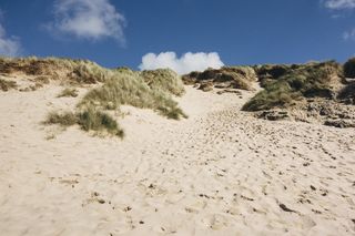 瀑布,天空,树,自然风景,风景,康沃尔的沙丘