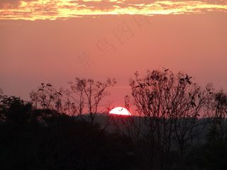 日落，风景，天空，阳光，户外，欣赏，场景