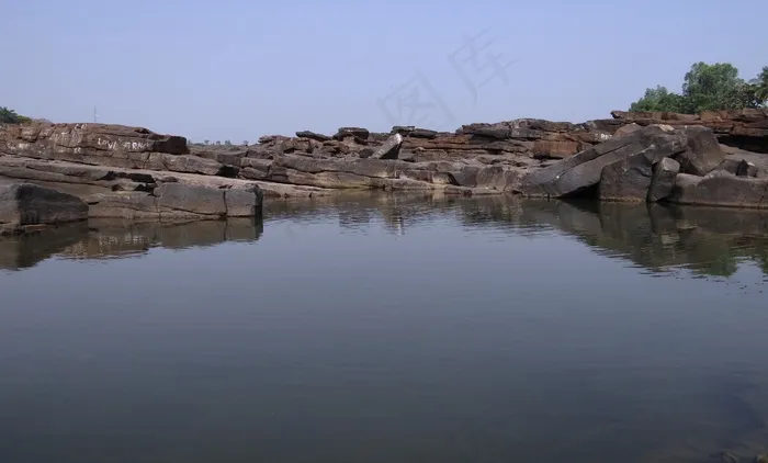 河，Ghataprabha，河床，水池，Gokak瀑布