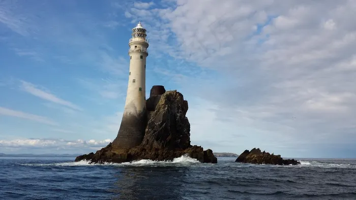 灯塔，海，水，岩，天空，蓝色，海岸，性质