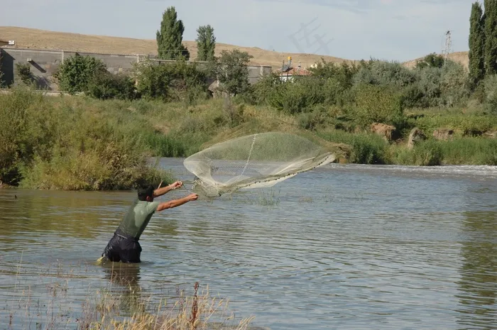 渔夫，铸网，钓鱼，钓鱼网，水域，湖泊