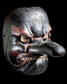 悬挂式面具，面具，日本，吓人，怪异，古董