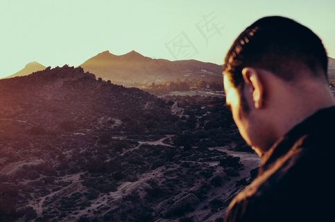 女孩,美女,男孩,火山,长城,男子人观看景观
