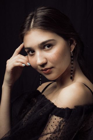 女孩，女子，连衣裙，网状，手，意见，女性