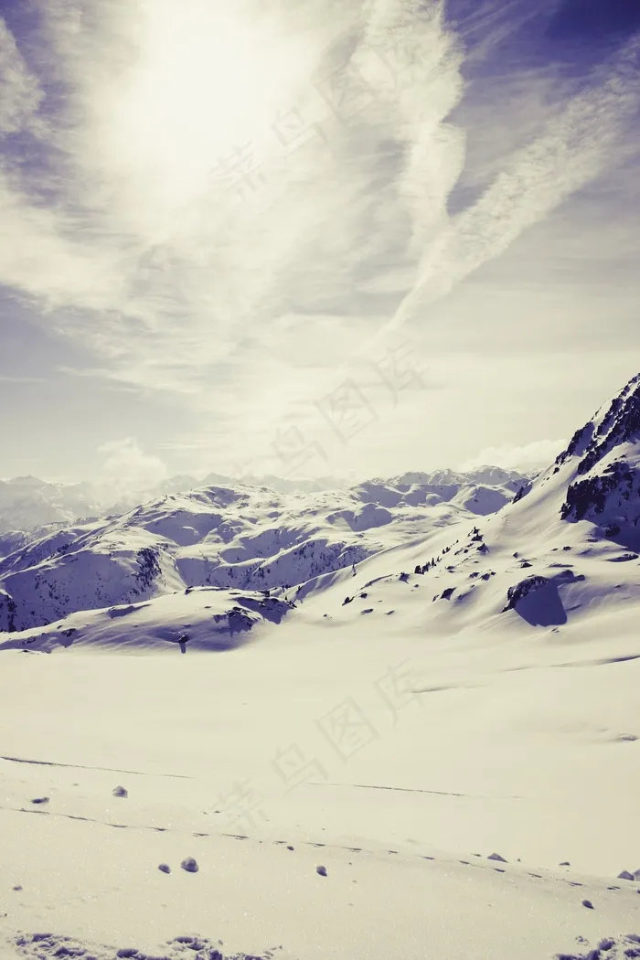 高山，雪，风景，山脉，冬天