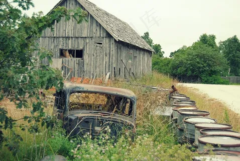 汽车，铁锈，废料，被遗弃