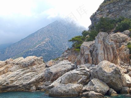 土耳其，岩石，山，海，景观，雾