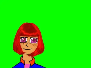 女人在绿色背景上的绘图