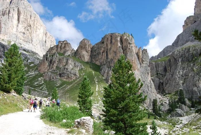 山，山，白云岩，意大利，徒步旅行，徒步旅行