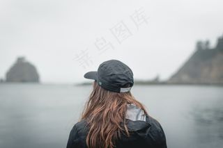 女孩，帽子，黑发，长长的头发，人，海岸，岛