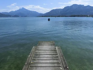 Mondsee，网站，湖泊，水，山脉，引导
