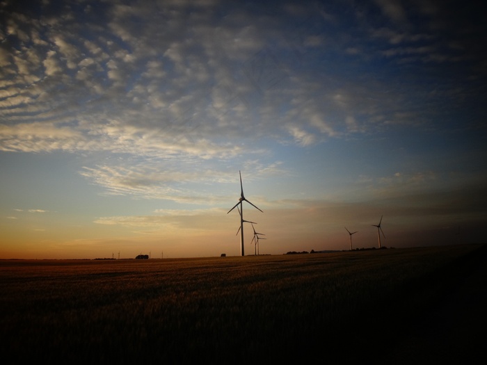 云，日落，风力，风力涡轮机，当前