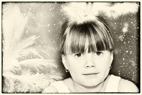 儿童，女孩，脸，肖像，酿酒，老照片