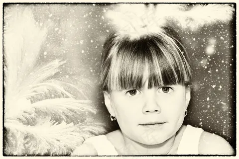 儿童，女孩，脸，肖像，酿酒，老照片