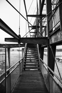 楼梯，台阶，城市，蒙特利尔，黑色和白色