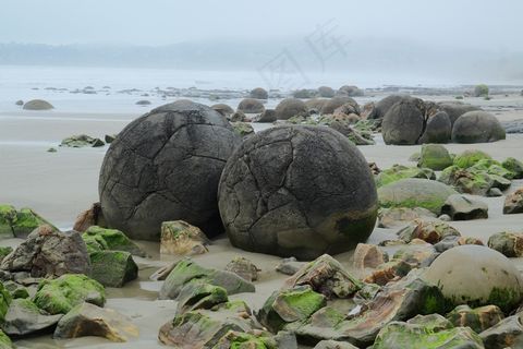 巨石，Moeraki，Koekohe海滩，海，性质，岩石