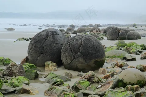 巨石,Moeraki,Koekohe海滩,海,性质,岩石 巨石,Moeraki,Koekohe海滩,海,性质,岩石