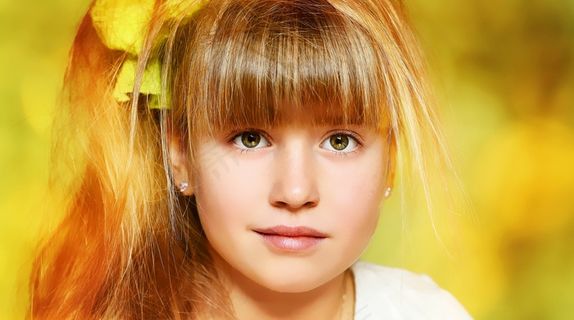 人的，孩子，女孩，脸，视图，金发，长长的头发