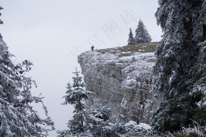 Creux Du Van，山脉，深渊，瑞士，悬崖，雾