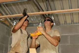 建筑，工人，建筑，钻孔，安装