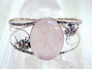 珠宝，玫瑰石英，粉红色，袖口，石头，手链，宝石