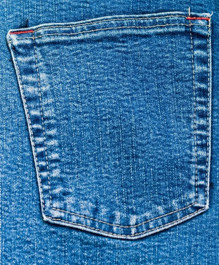 牛仔布，牛仔裤，口袋，后背，特写，蓝色，材料