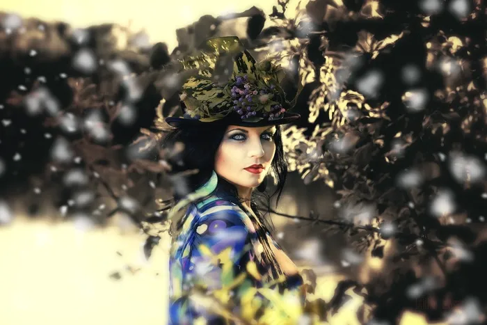 ，女人，花帽，帽，化妆品，运气