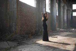 肖像，摄影，女人，模特，黑色礼服