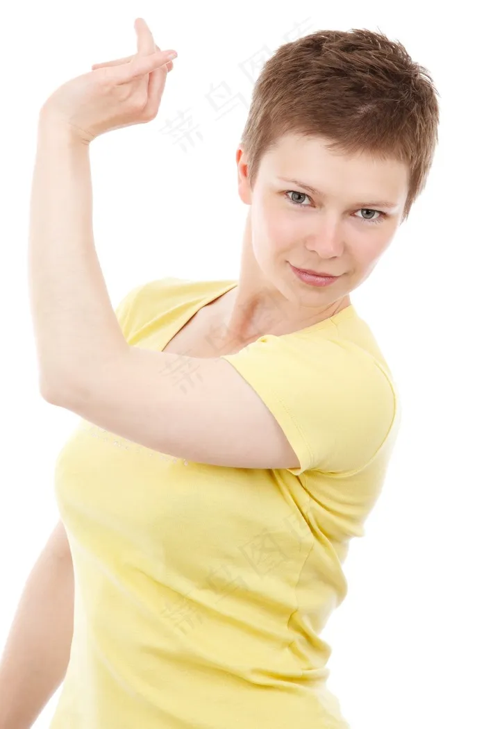 背心,美女,文胸,健身服,孕妇,民主党上举的微笑女人的画像