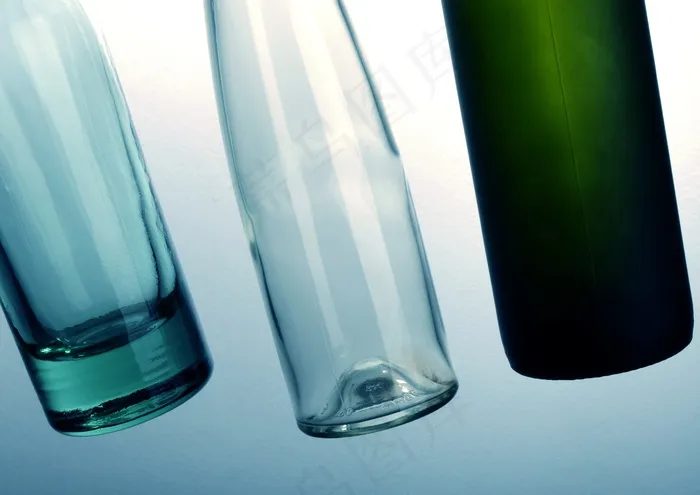 一瓶，玻璃，颜色，蓝色，背景