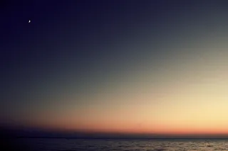 日落，海洋，大海，水，夜，月亮，农历，新月